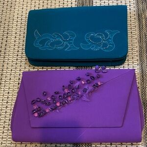 Vintage Teal and Purple Midnight Velvet Clutch Set